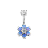 Chirurgischer Stahl Opal Zirkonia Blume - Rook Piercing Saphirblau Opal