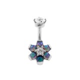 Chirurgischer Stahl Opal Zirkonia Blume - Rook Piercing Schwarzer Opal