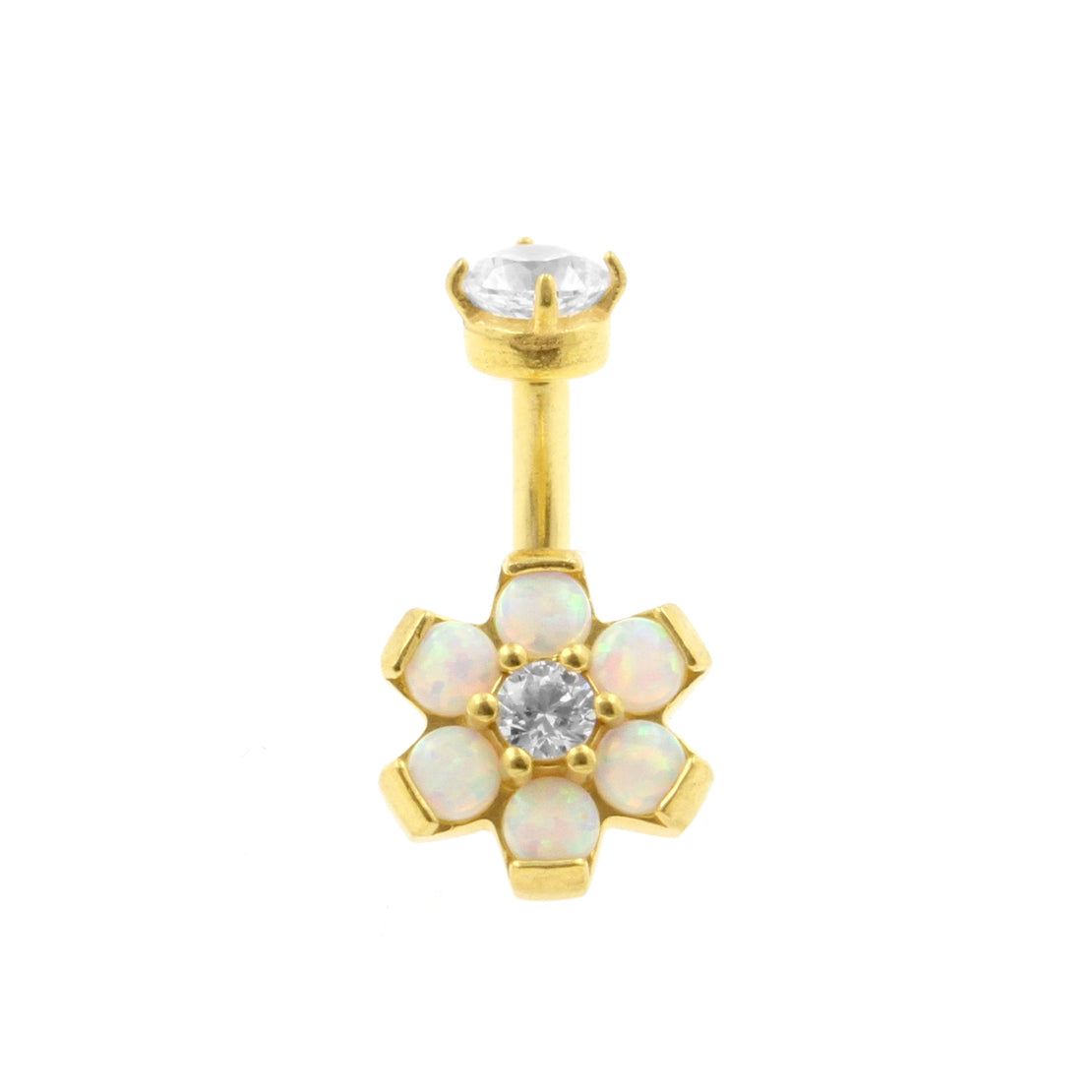 Surgical Steel Opal Zirconia Flower - Rook Piercing White Opal