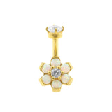 Chirurgischer Stahl Opal Zirkonia Blume – Rook Piercing Weißer Opal