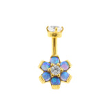 Chirurgischer Stahl Opal Zirkonia Blume - Rook Piercing Saphirblau Opal