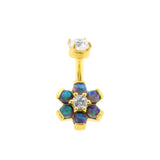 Chirurgischer Stahl Opal Zirkonia Blume - Rook Piercing Schwarzer Opal