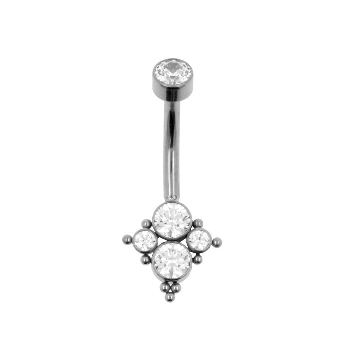 Titanium Zirconia Cluster Belly Ring Clear
