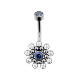 Titanium Zirkonia Cluster Bauchnabelpiercing Royalblau/Klar