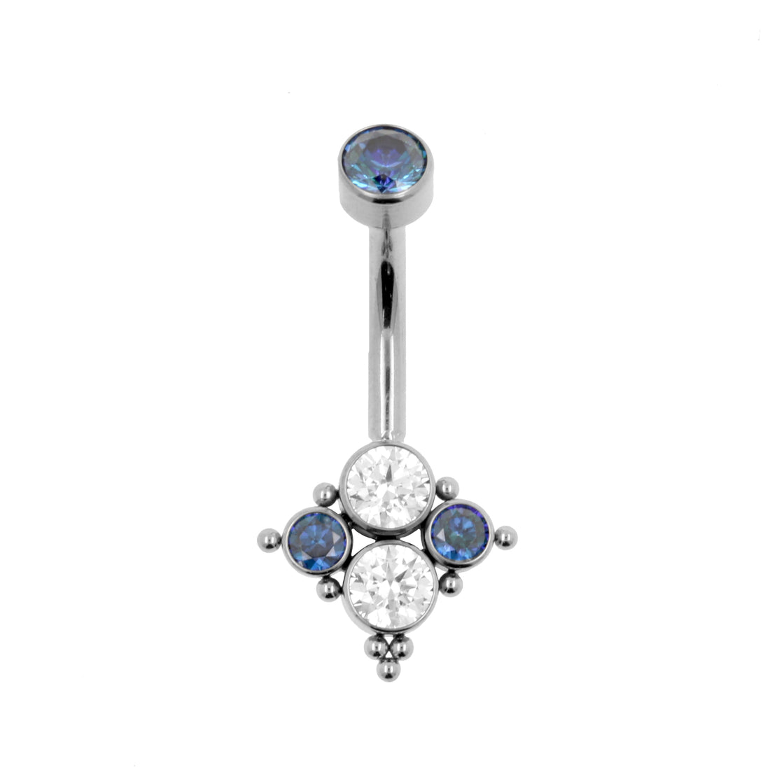 Titanium Zirkonia Cluster Navelpiercing Royal Blue / Clear