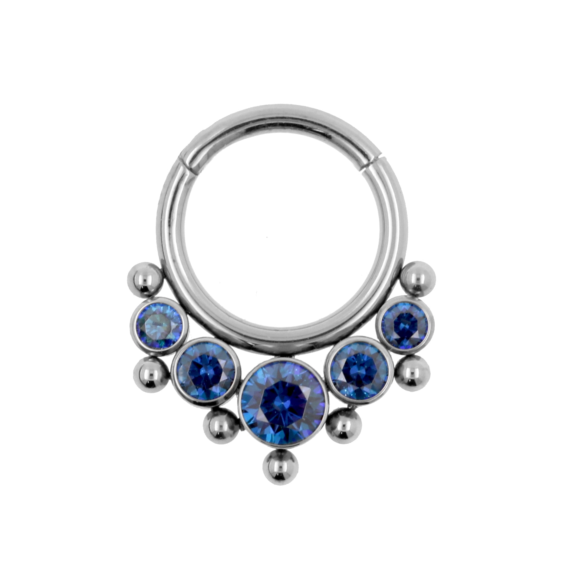 Titanium Zirkonia Cluster Click Ring Royal Blue