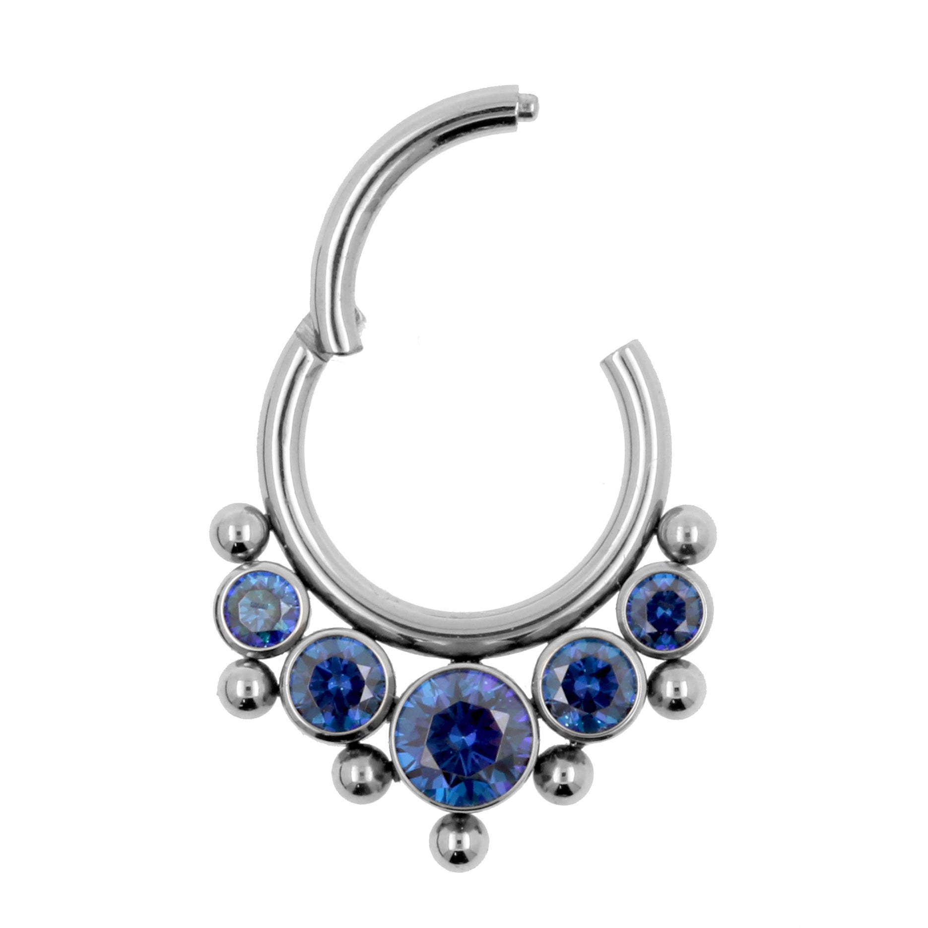 Titanium Zirkonia Cluster Click Ring Royal Blue