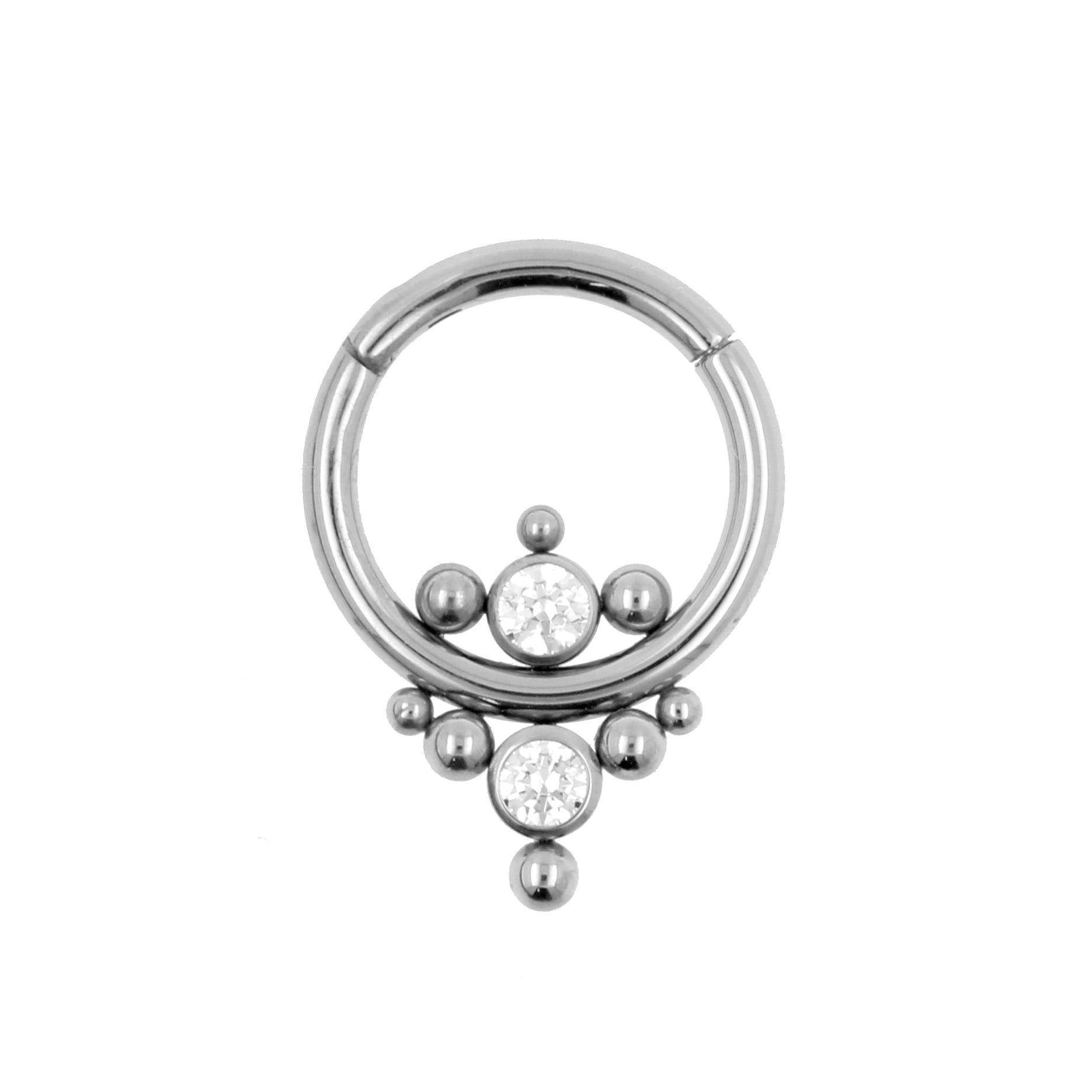 Titanium Zirconia Cluster Click Ring Clear