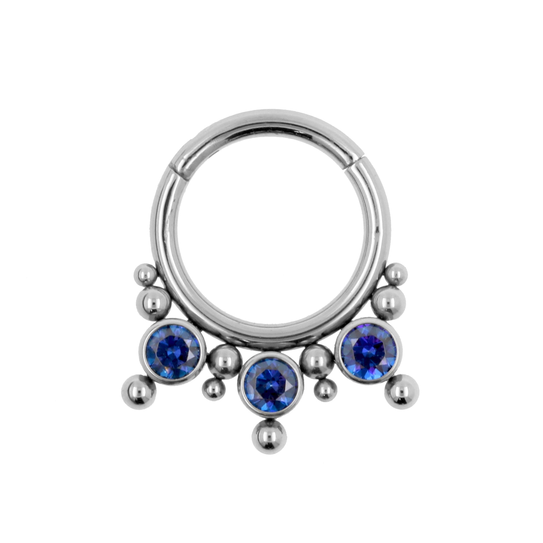 Titanium Zirkonia Cluster Click Ring Royal Blue