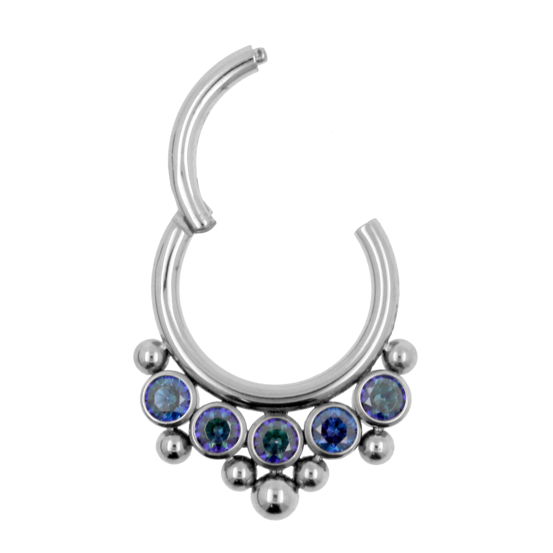 Titanium Zirkonia Cluster Click Ring Royal Blue
