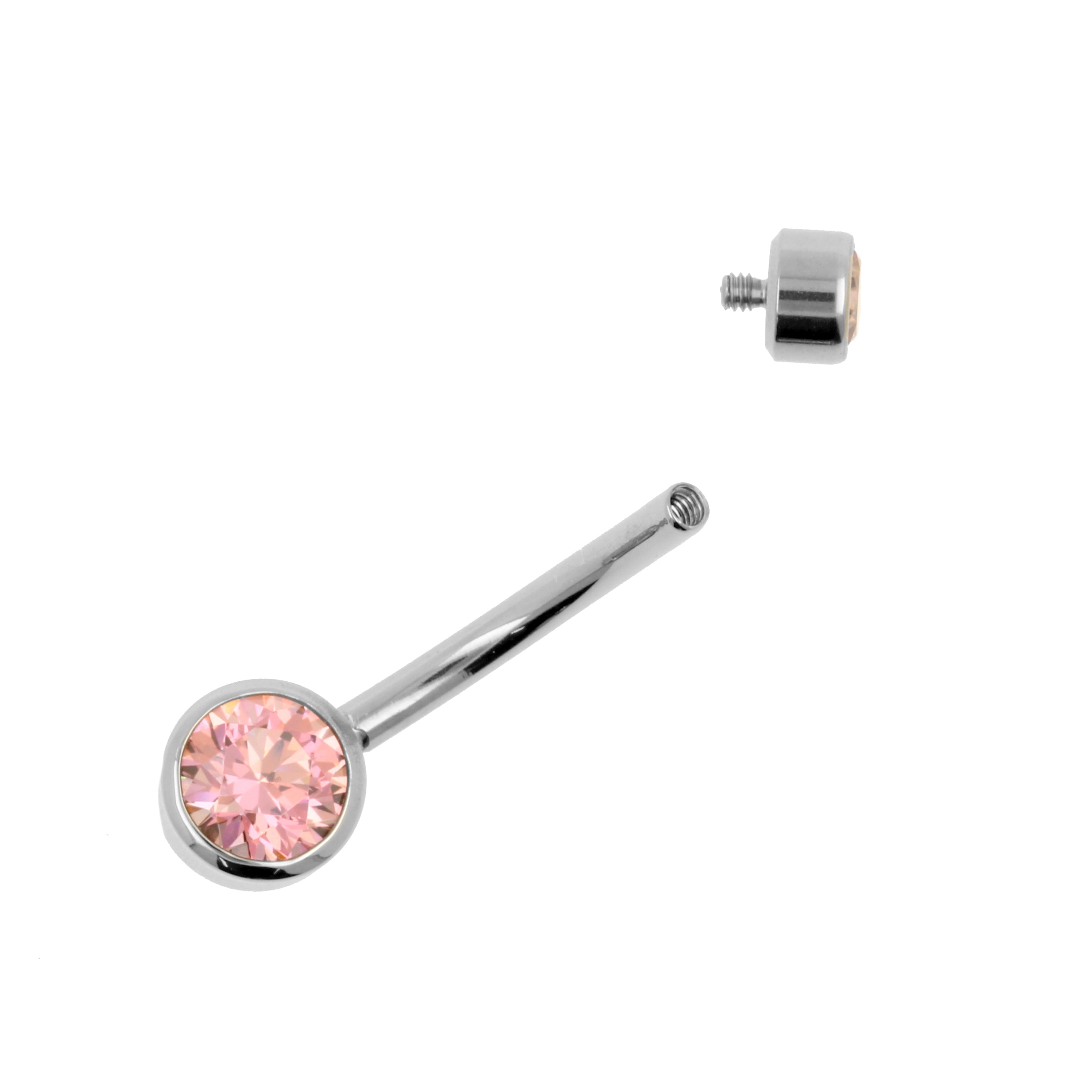 Titanium Navelpiercing Met Zirkonia Pink