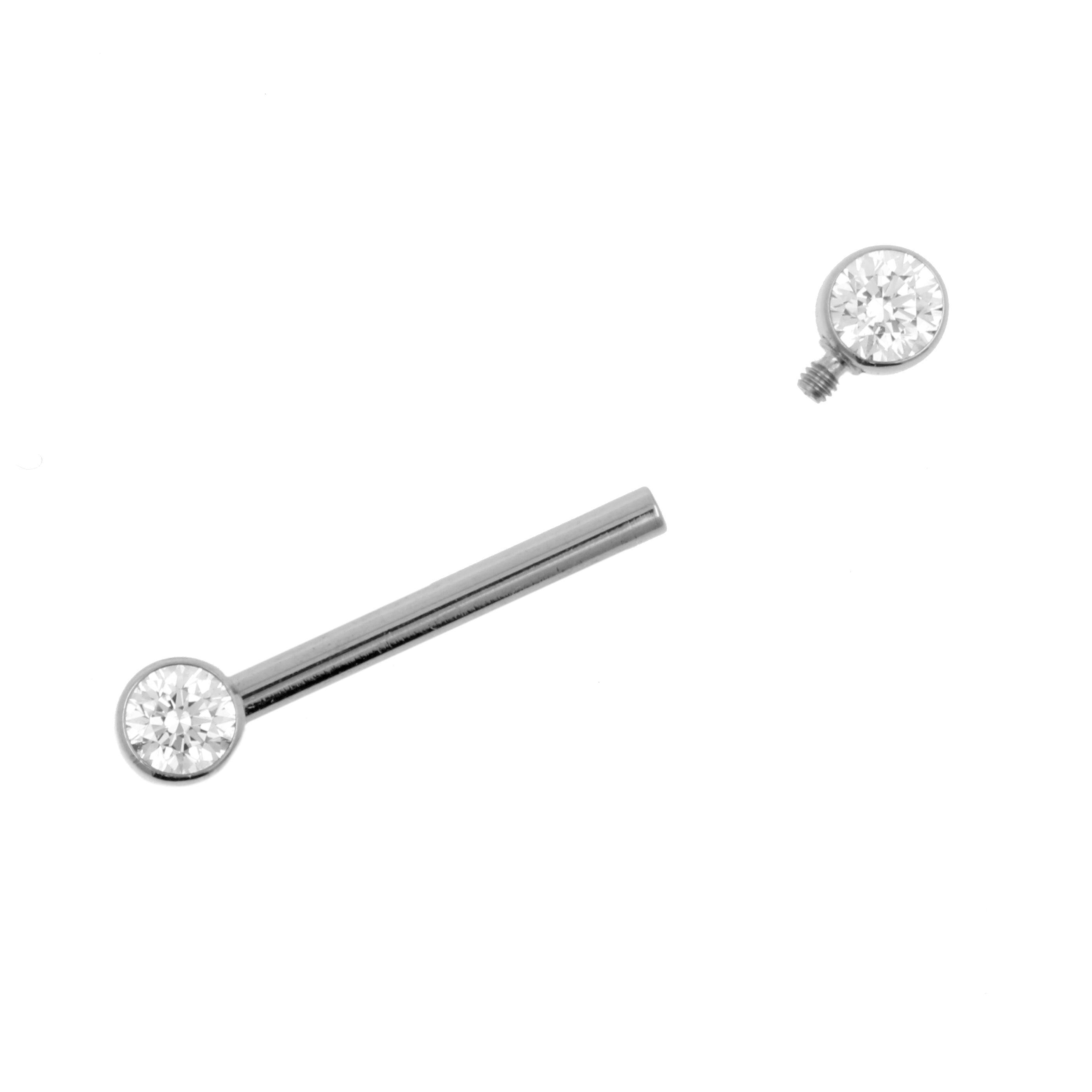 Titanium Tepel Barbell Met Zirkonia - 4 mm