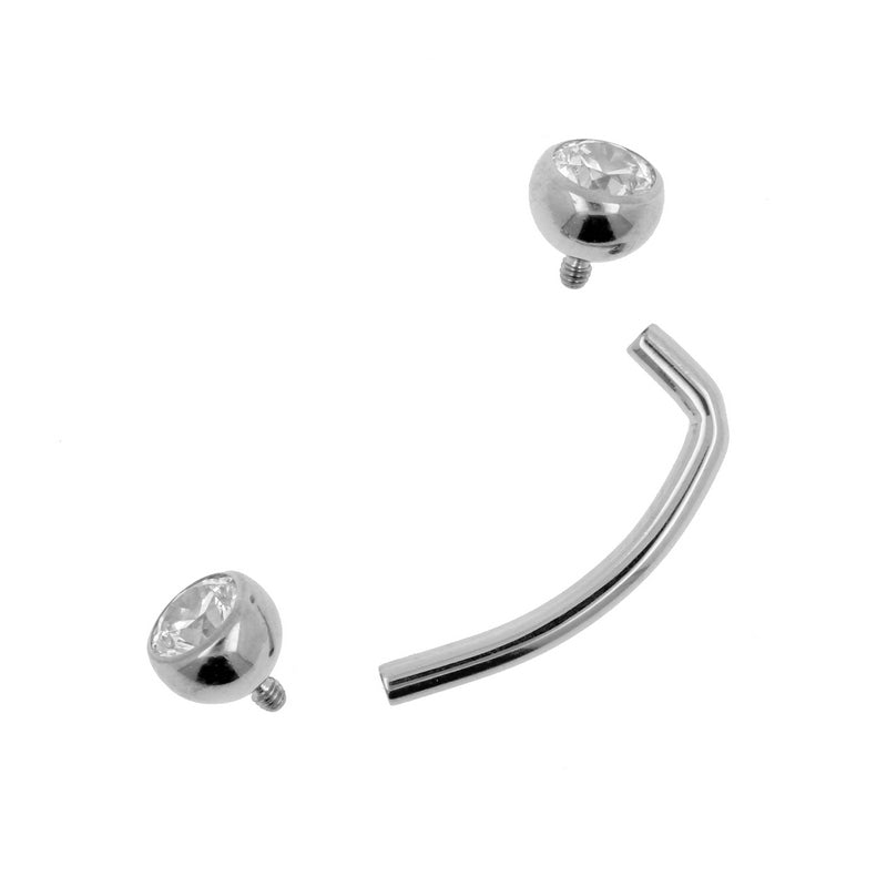 Titanium L-Banana Met Zirkonia Zilver