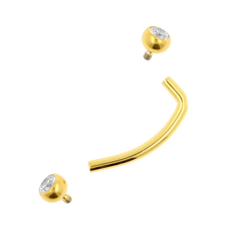 Titanium L-Banana Met Zirkonia Goud