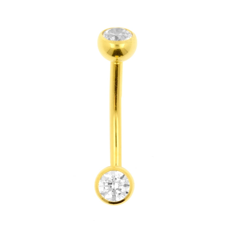 Titanium L-Banana Met Zirkonia Goud