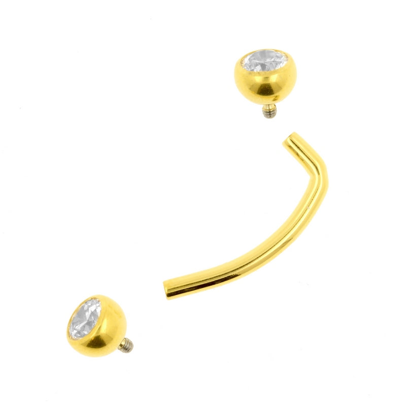 Titanium L-Banana Met Zirkonia Goud