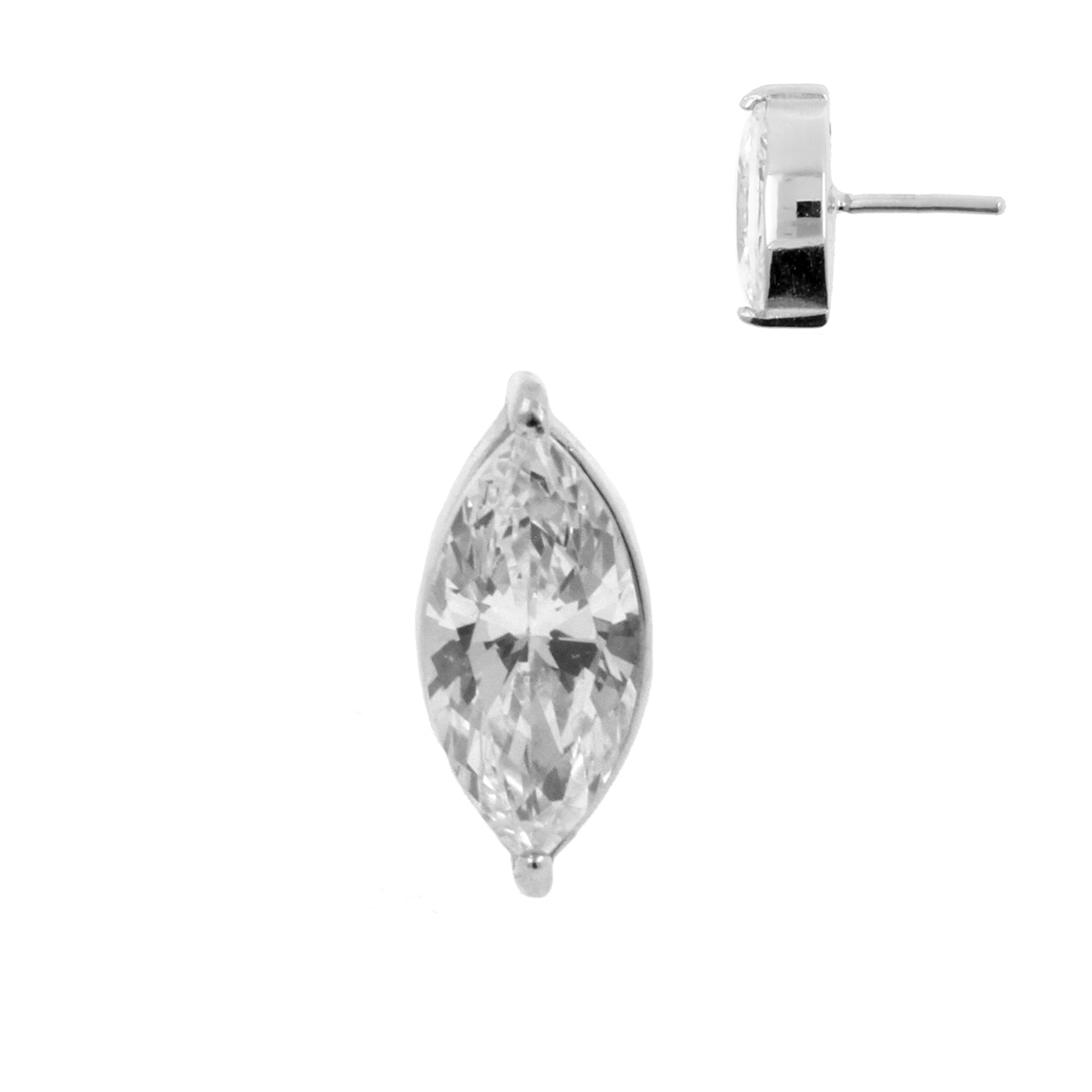 Nickel-Free Stainless Steel Zirconia Marquise - Silver