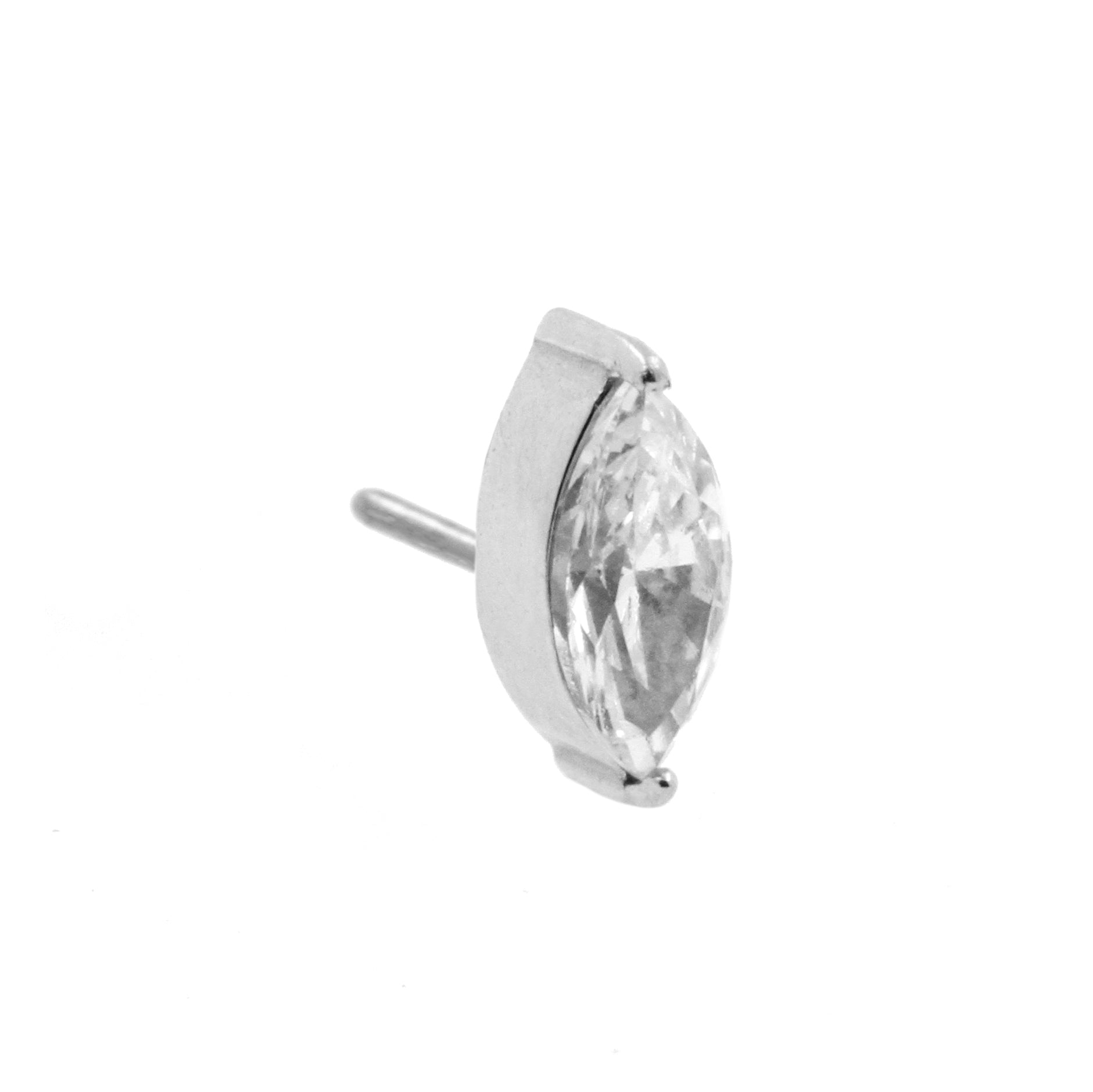 Nickel-Free Stainless Steel Zirconia Marquise - Silver