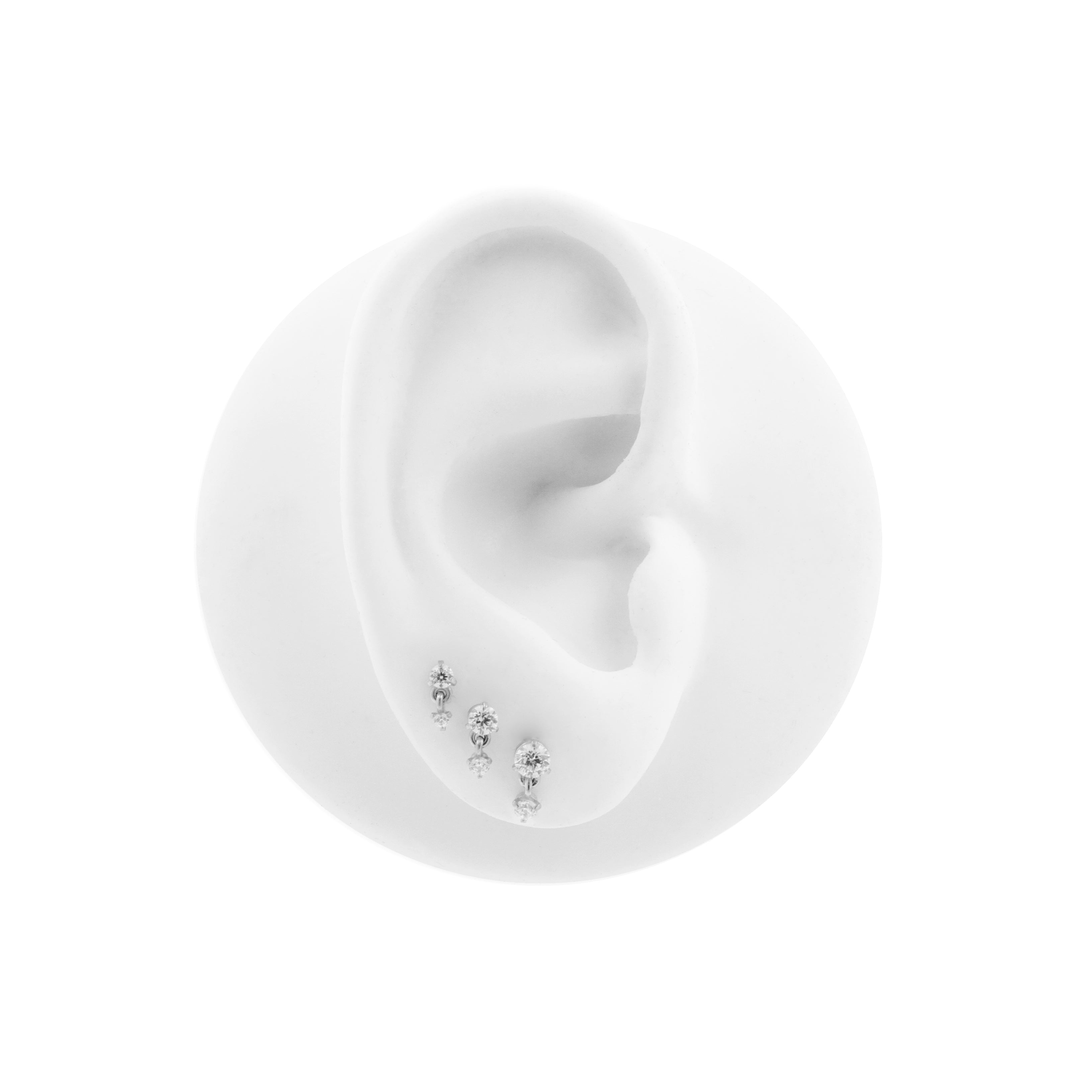 Titanium Zirconia Top With Dangle Silver