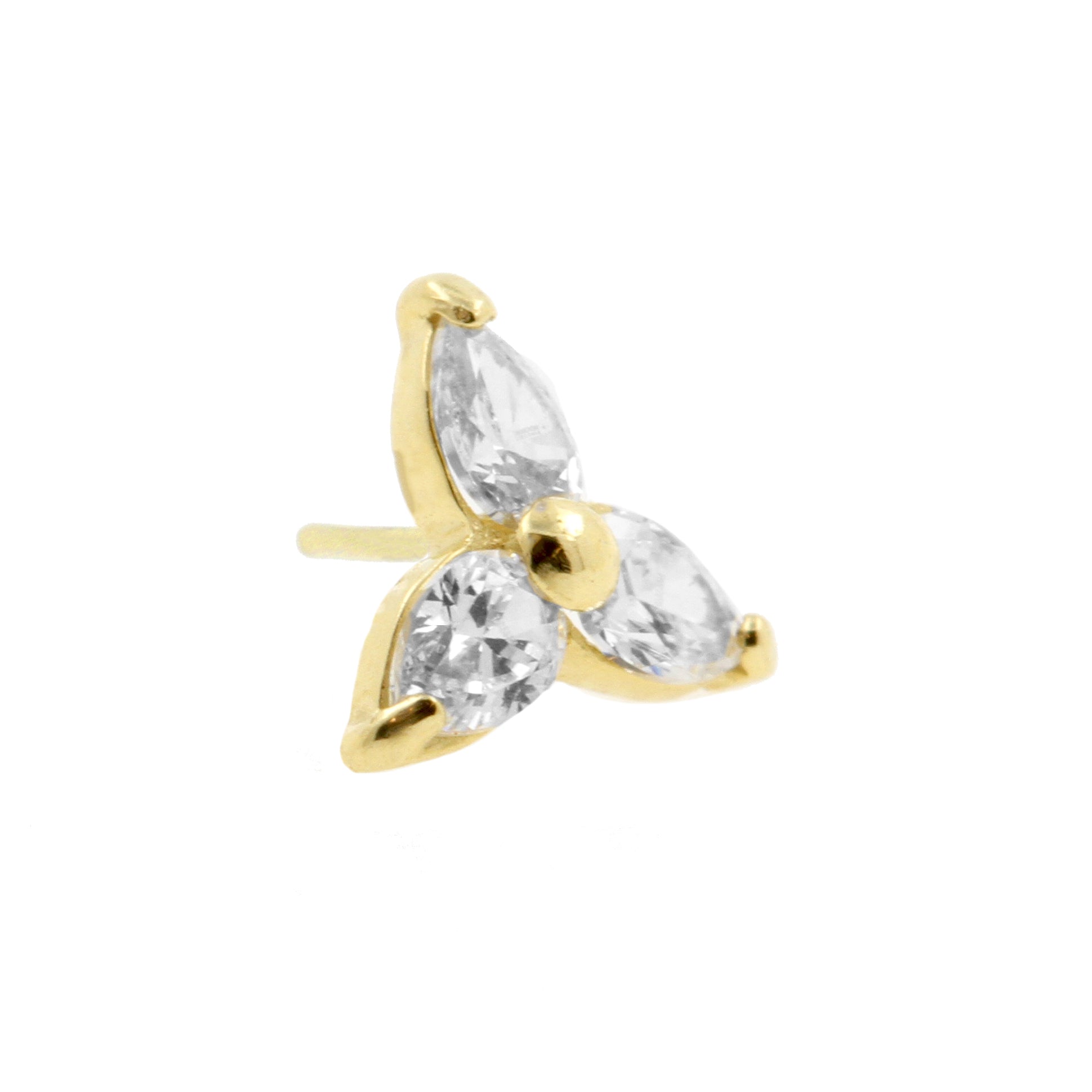 18 Karat Gold Zirconia Marquise Flower