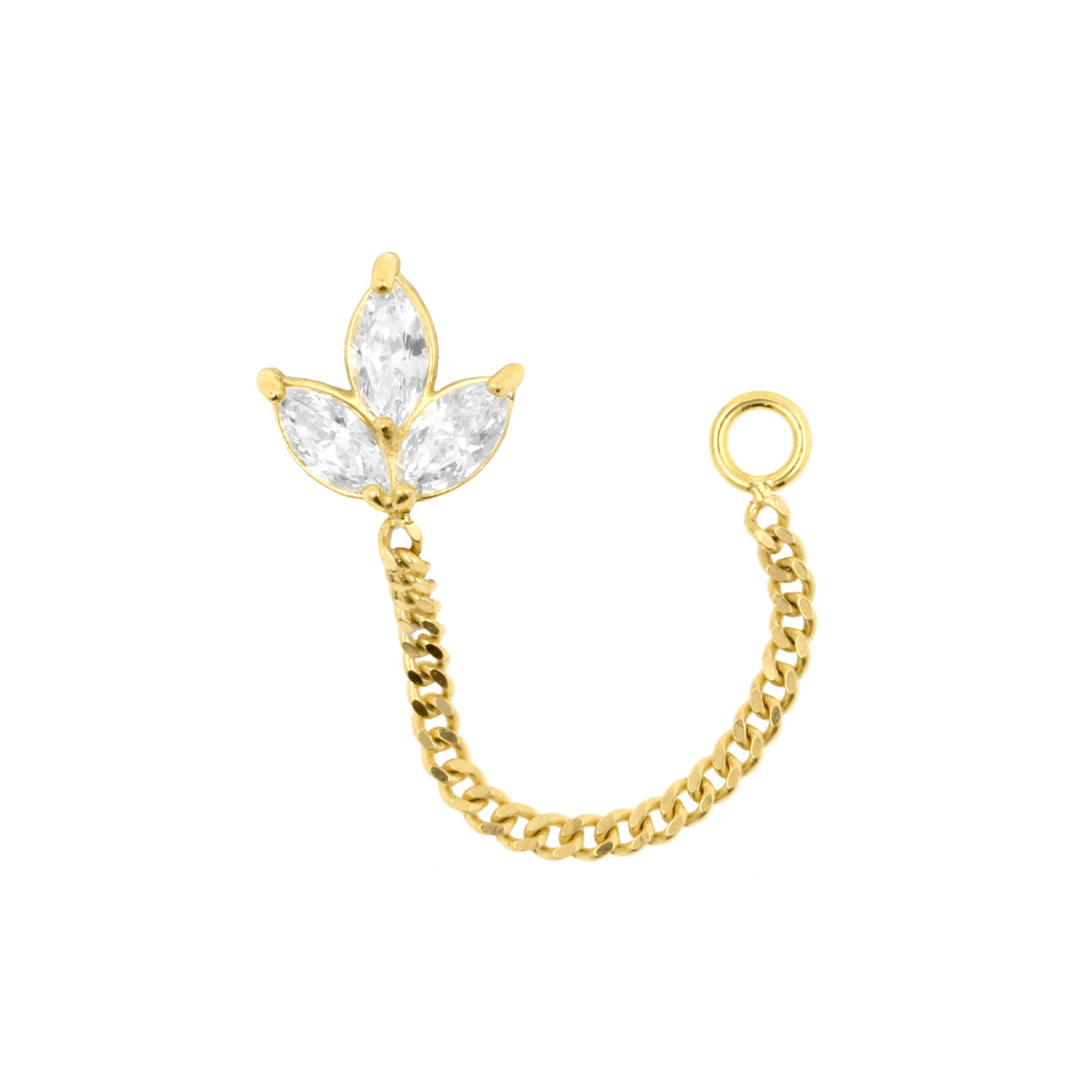 18 Karaats Gouden Zirkonia Marquise Cluster Met Ketting