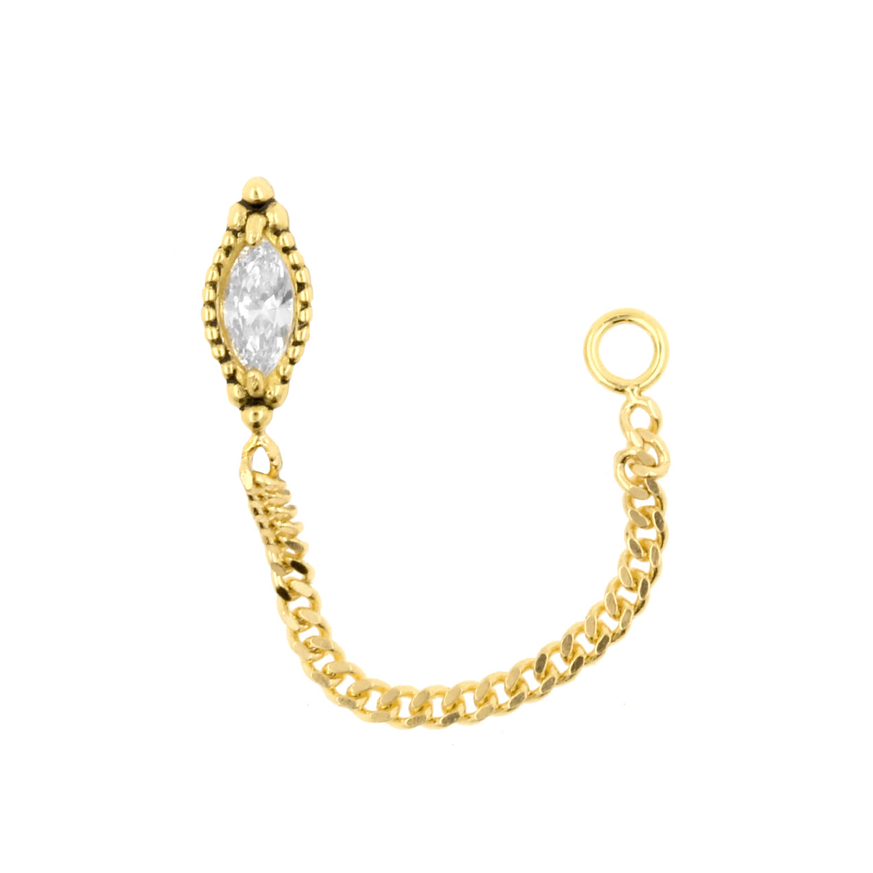 18 Karaats Gouden Zirkonia Vintage Marquise Met Ketting