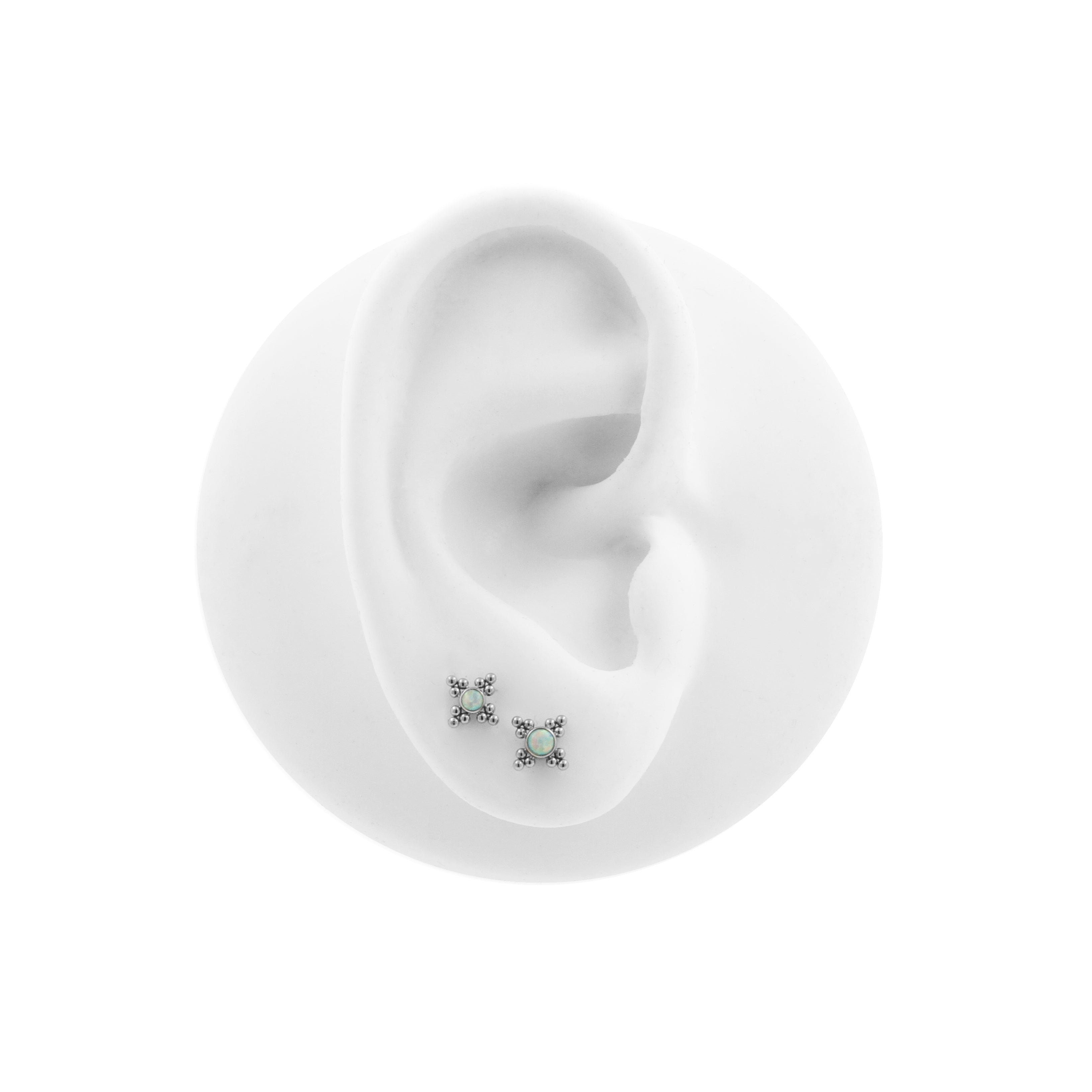 Titanium Opal Cluster - Light Green Opal