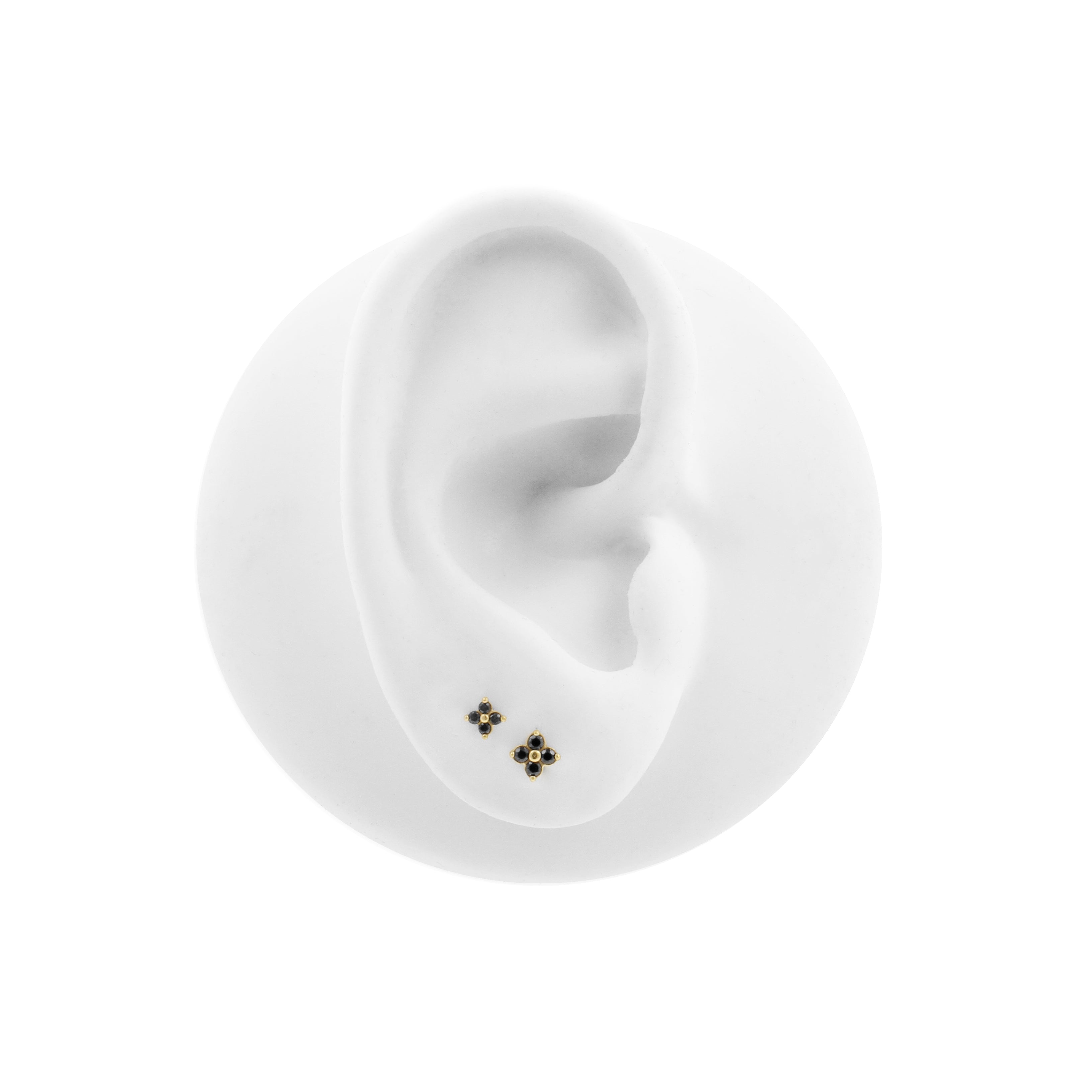 Nickel-Free Stainless Steel Premium Zirconia Quatrefoil Gold