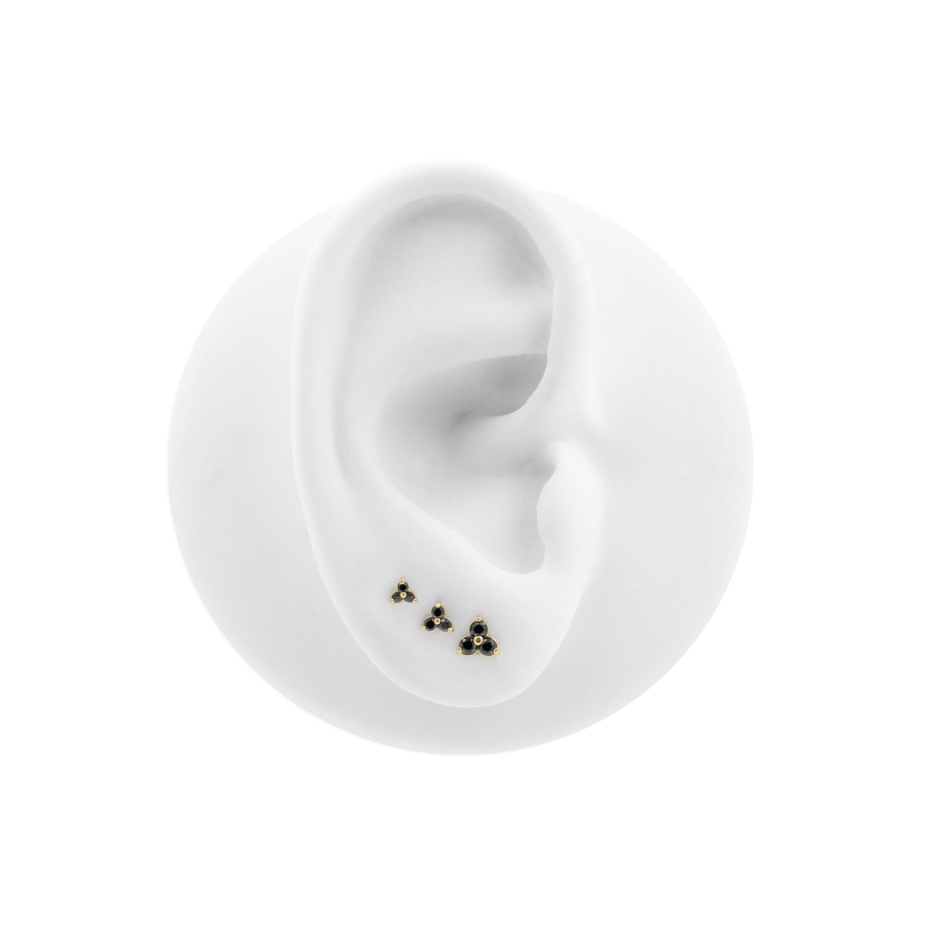 Nickel-Free Stainless Steel Trinity Set With Black Zirconia Gold