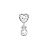 Nickelfreier Stahl Threadless Dangle Top mit Zirkonia - Herz Silber