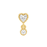 Nickelfreier Stahl Threadless Dangle Top mit Zirkonia - Herz Gold