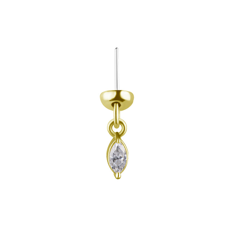 18 Karat Gold Helix Dangle - Zirconia Marquise Gold