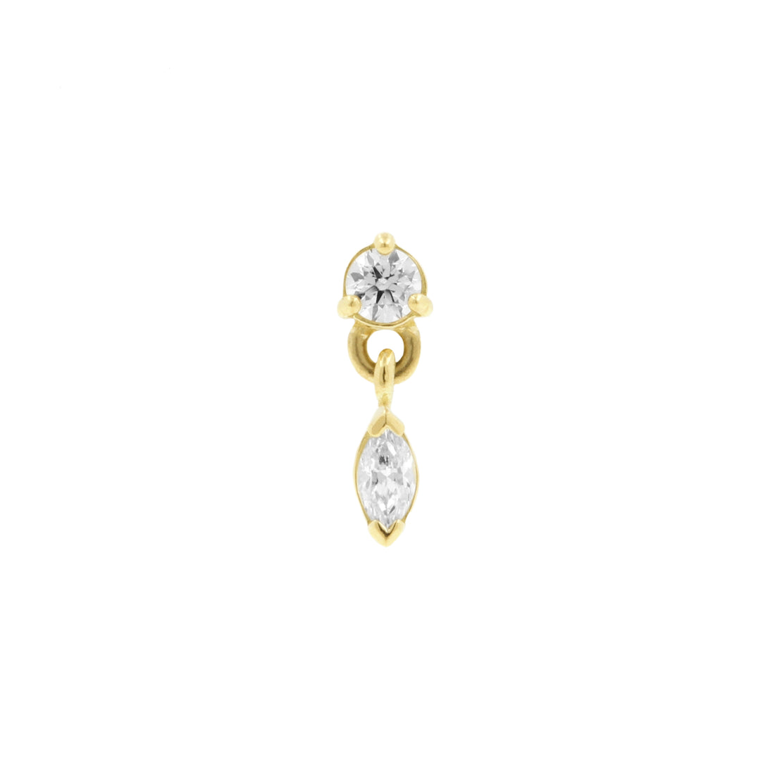 18 Karat Gold Round Top With Navette Dangler