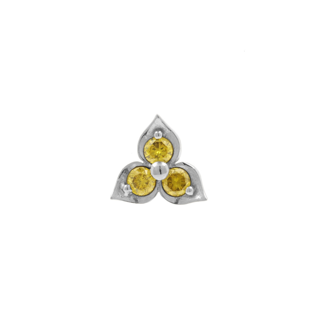 Platin Triple Flower mit Gelbe Diamanten