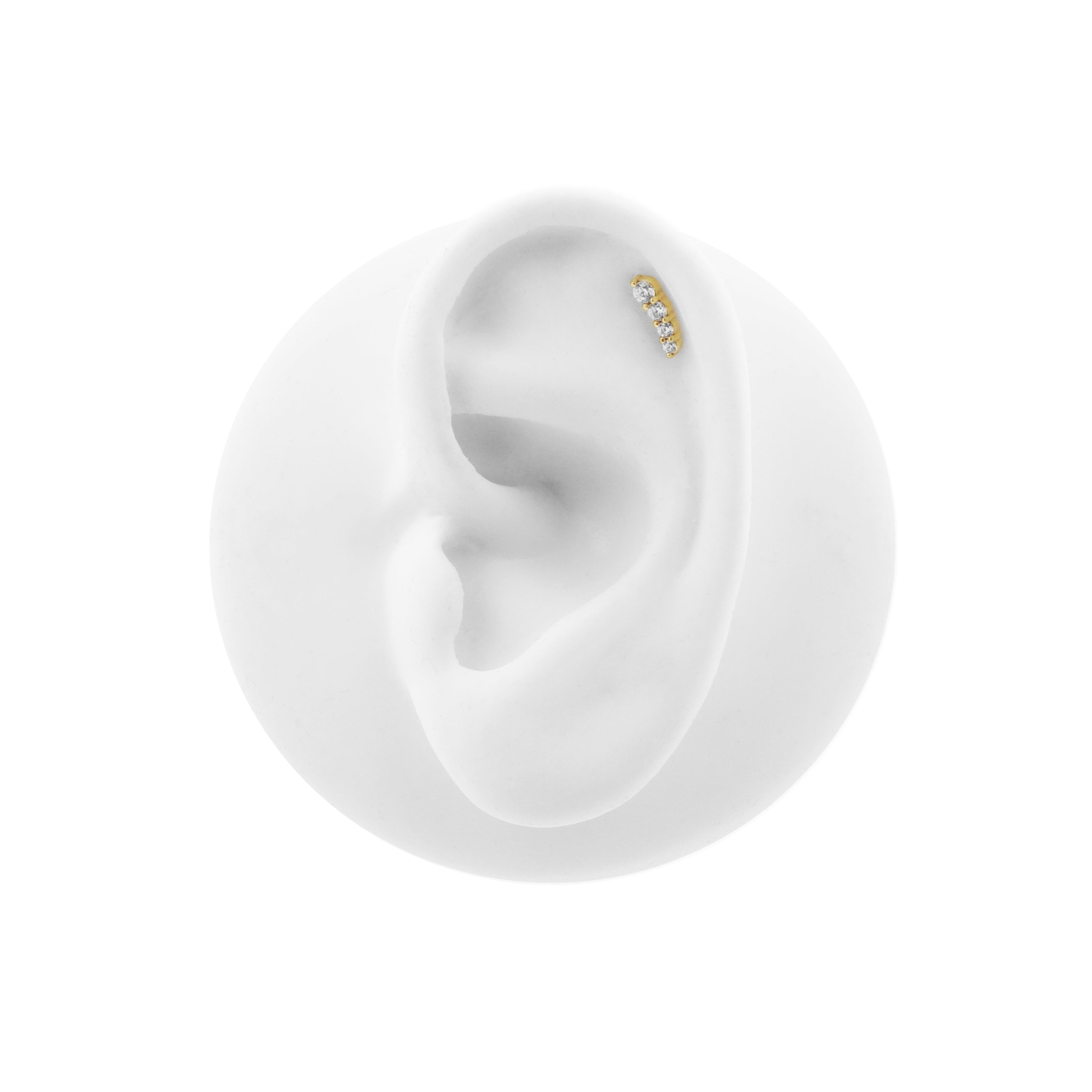 Nickel-Free Stainless Steel Zirconia Curve Left - Gold