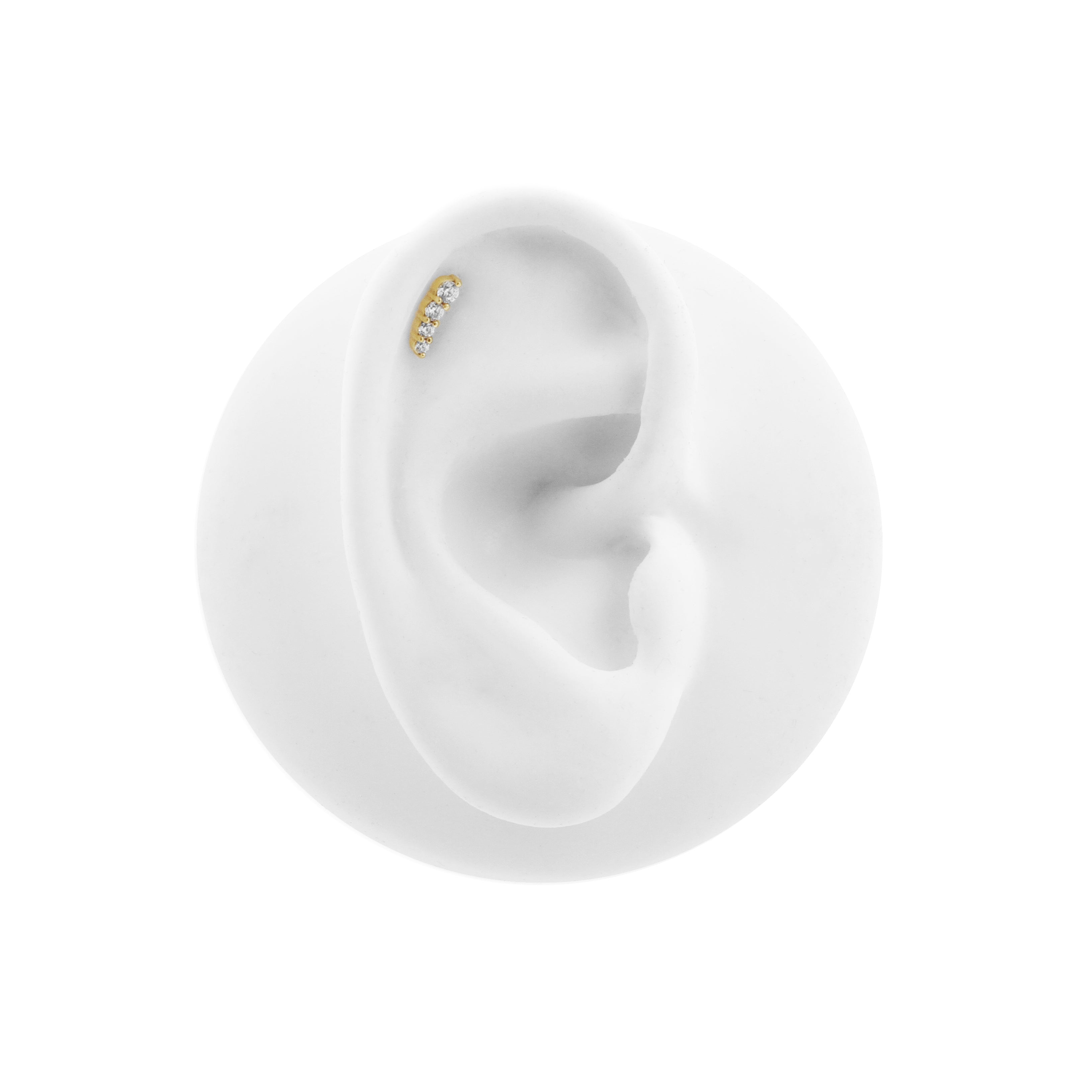 Nickel-Free Stainless Steel Zirconia Curve Right - Gold