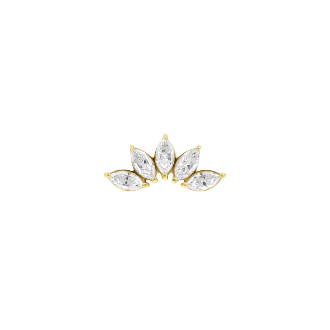 Nickel-Free Stainless Steel - Zirconia Curve - 5 Gems - Gold