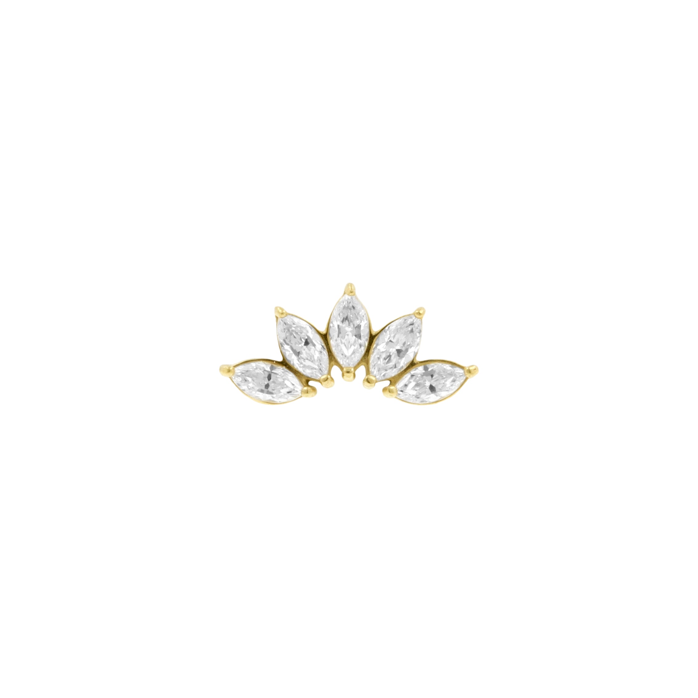 Nickel-Free Stainless Steel - Zirconia Curve - 5 Gems - Gold