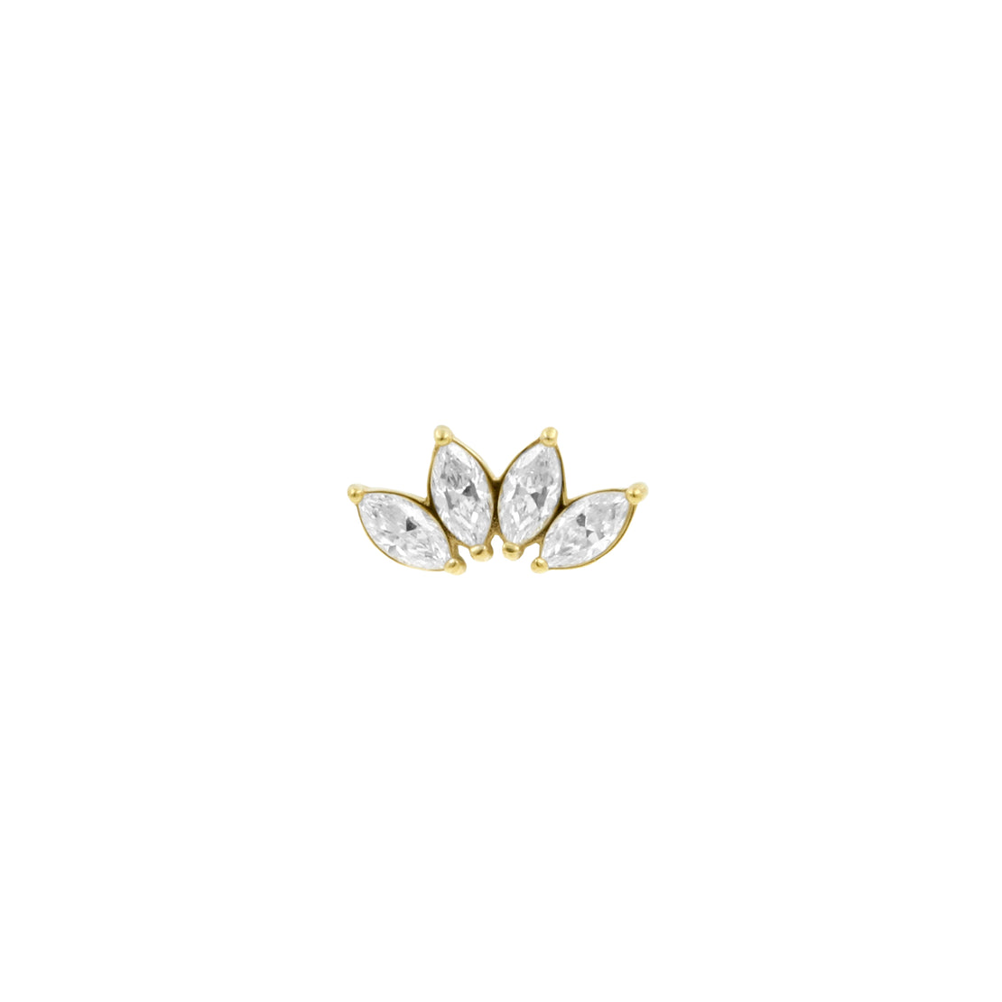 Nickel-Free Stainless Steel - Zirconia Curve - 4 Gems - Gold