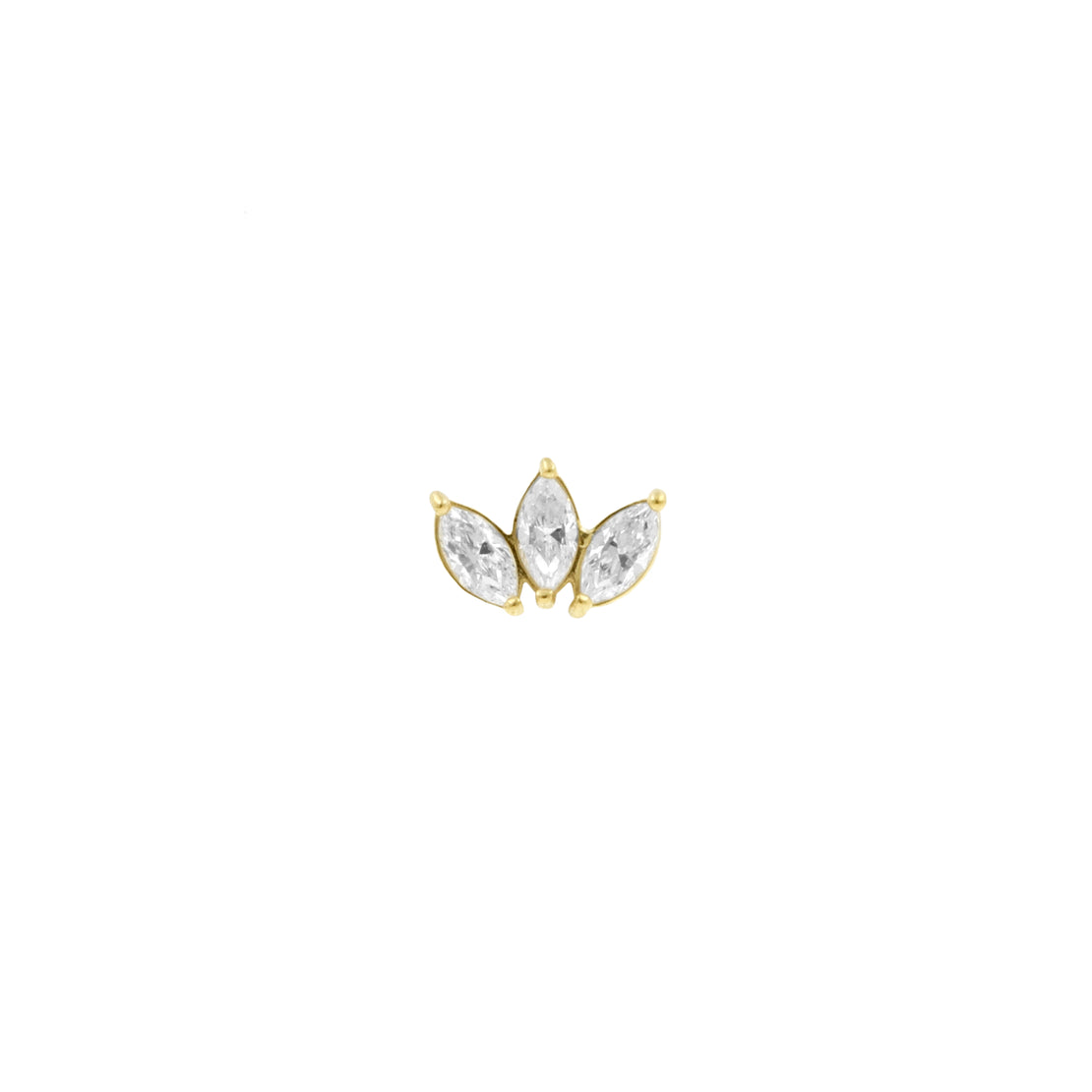 Nickel-Free Stainless Steel - Zirconia Curve - 3 Gems - Gold