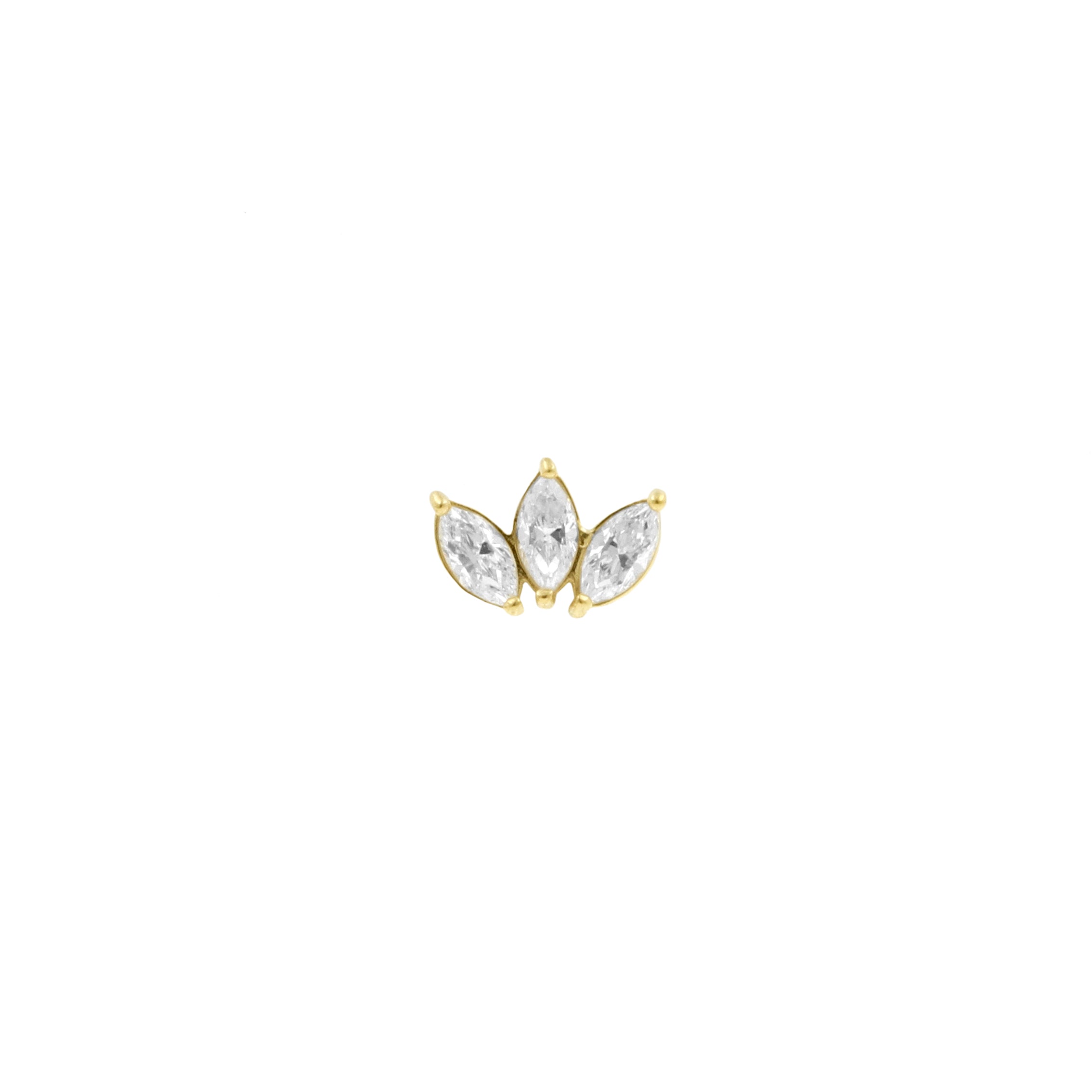 Nickel-Free Stainless Steel - Zirconia Curve - 3 Gems - Gold