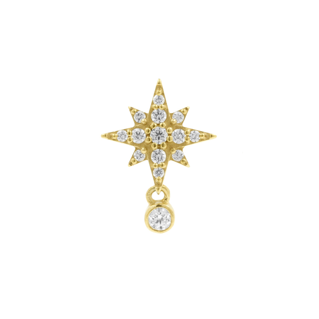 Nickel-Free Stainless Steel - Zirconia Star Dangle - Gold