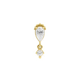 Nickelfreier Stahl - Zirkonia Teardrop Dangle - Gold