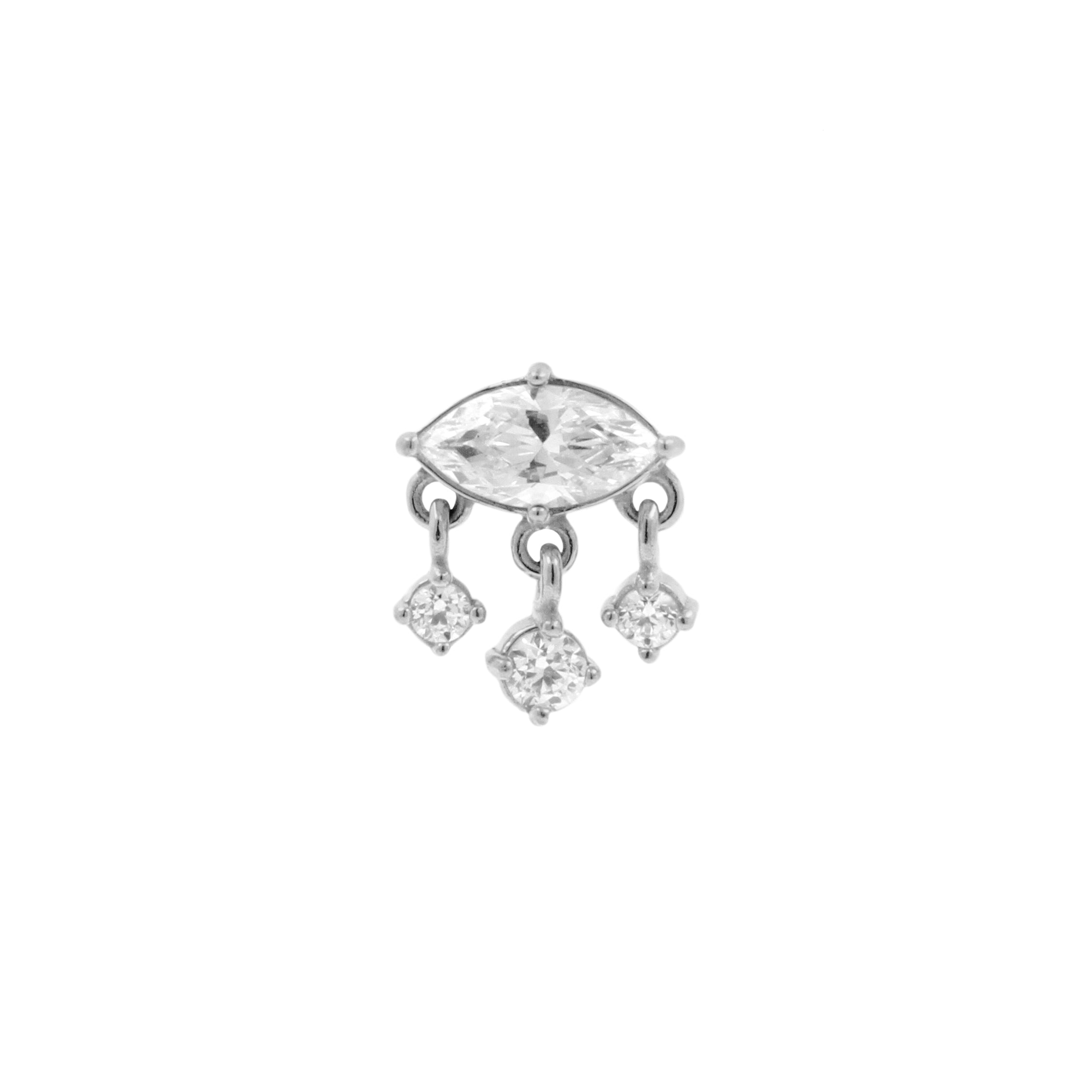 Nickel-Free Stainless Steel - Zirconia Eye Dangle - Silver