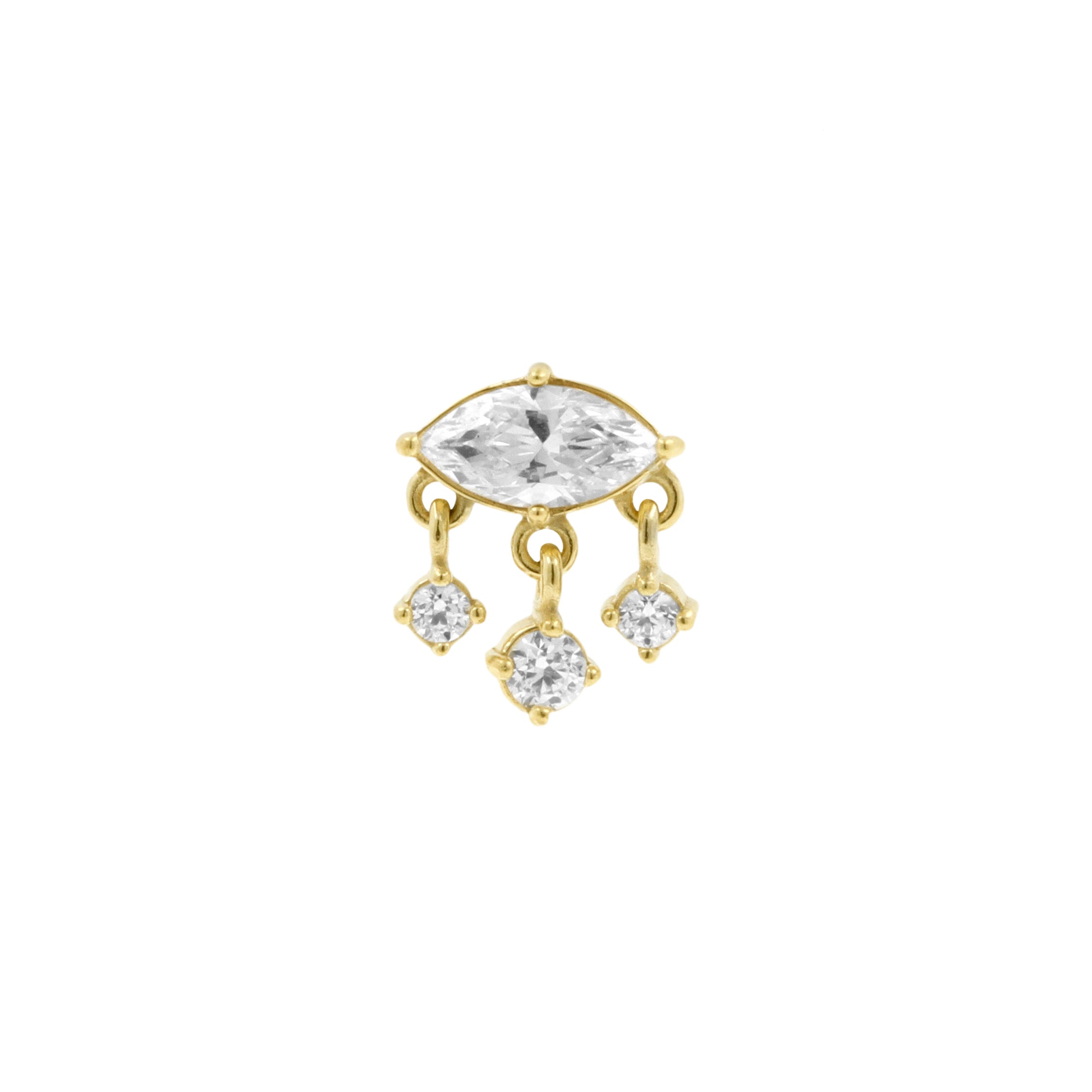 Nickel-Free Stainless Steel - Zirconia Eye Dangle - Gold