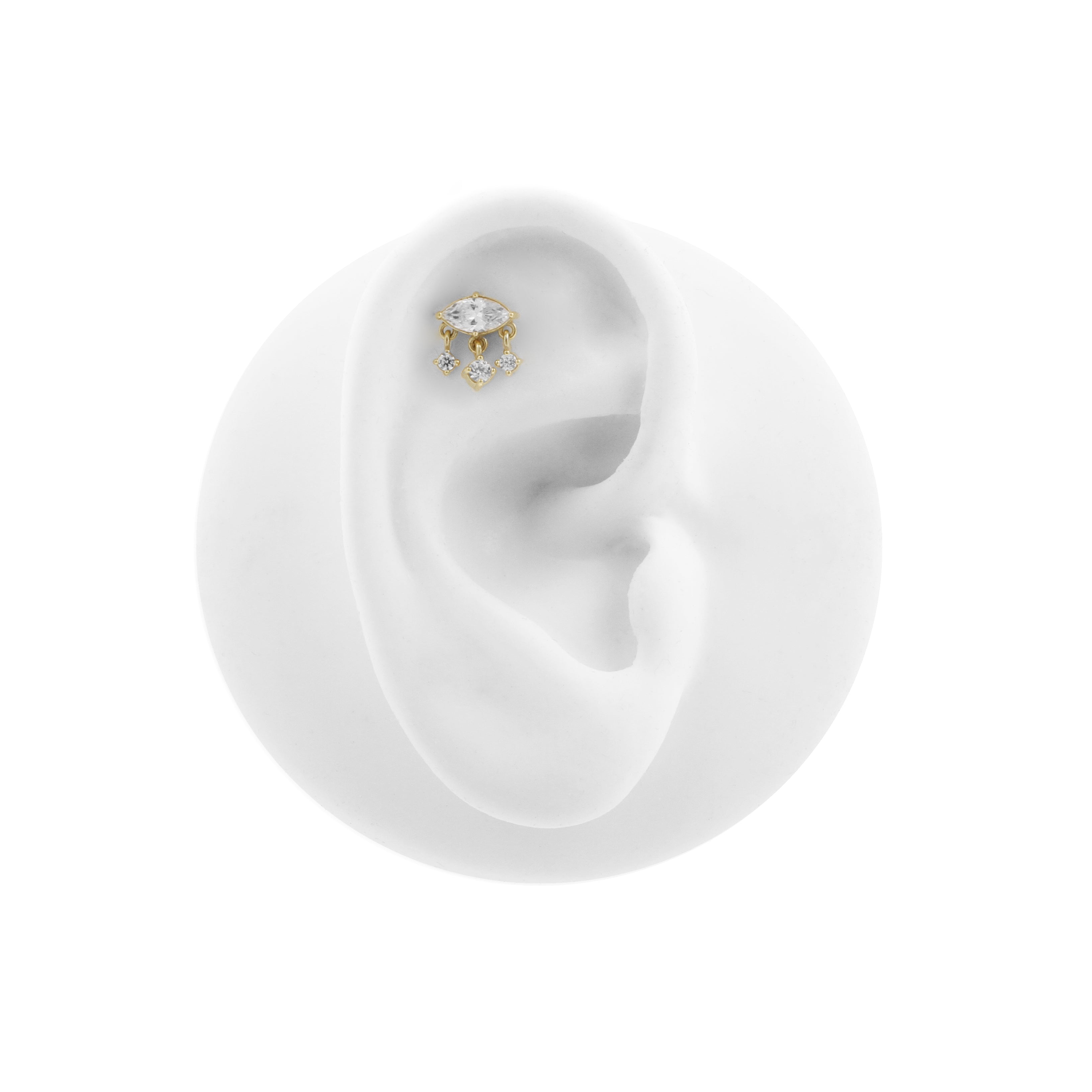 Nickel-Free Stainless Steel - Zirconia Eye Dangle - Gold
