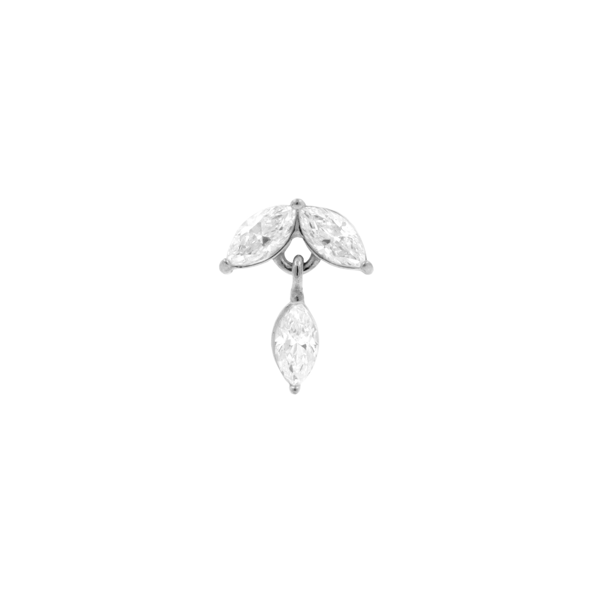 Nickel-Free Stainless Steel - Zirconia Marquise Dangle - Silver