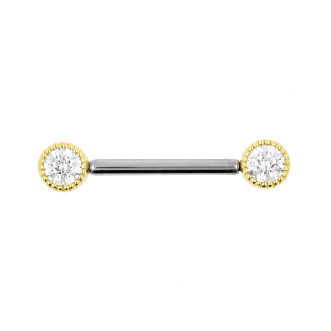 18 Karat Gold Nipple Barbell With Vintage Discs