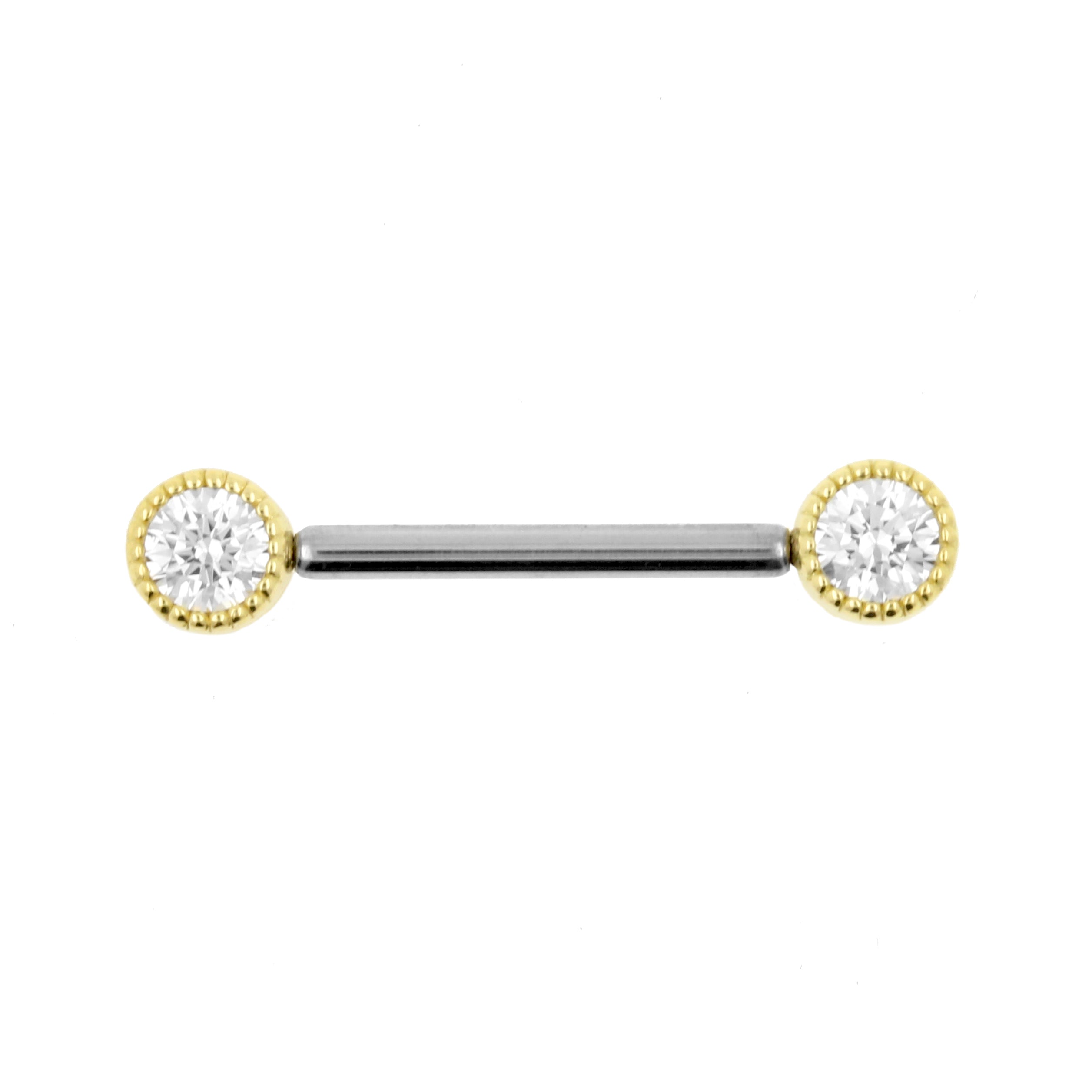 18 Karat Gold Nipple Barbell With Vintage Discs