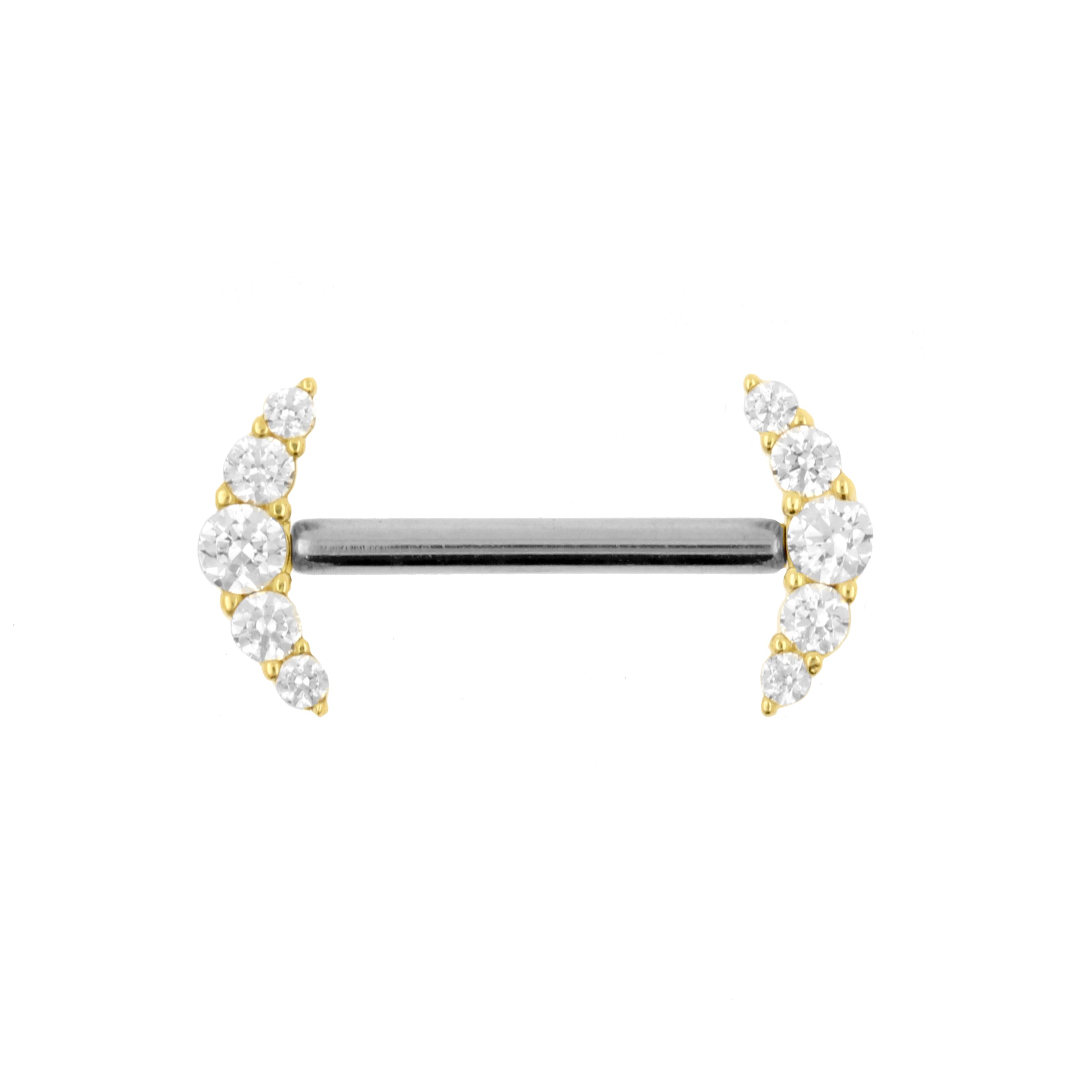 18 Karaats Gouden Tepel Barbell Met Curves